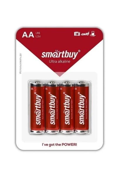 Батарейка AA LR6 Smartbuy Alkaline 1.5V (4 шт. в блистере)