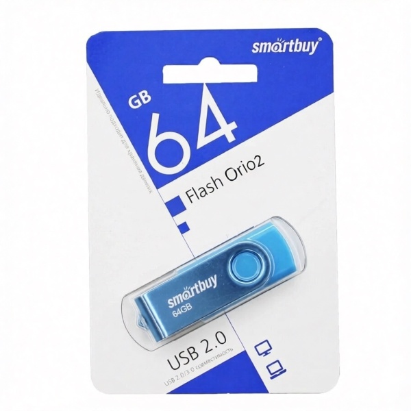 USB-флеш (USB 2.0) SmartBuy 64GB Twist Blue (SB064GB2TWB)