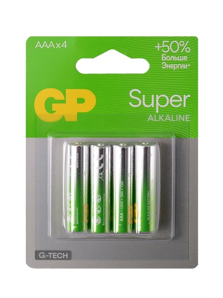 Батарейка AAA LR03 GP Super Alkaline 1.5V (4 шт. в блистере)
