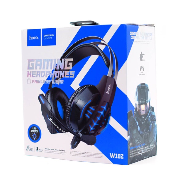 Наушники W102 Gaming headphones проводные HOCO (Черно-синие)