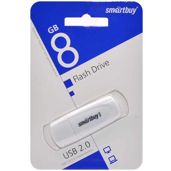 USB-флеш (USB 2.0) SmartBuy 8GB Scout White (SB008GB2SCW)