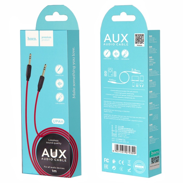 Кабель AUX "3,5 мм" Jack - "3,5 мм" Jack Hoco UPA-16 (плоский, 2 м) (Черно-Желтый)