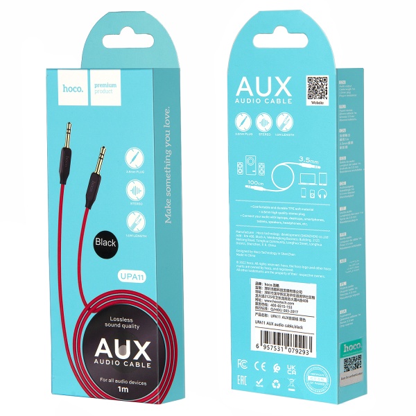 Кабель AUX "3,5 мм" Jack - "3,5 мм" Jack Hoco UPA-11 Черный