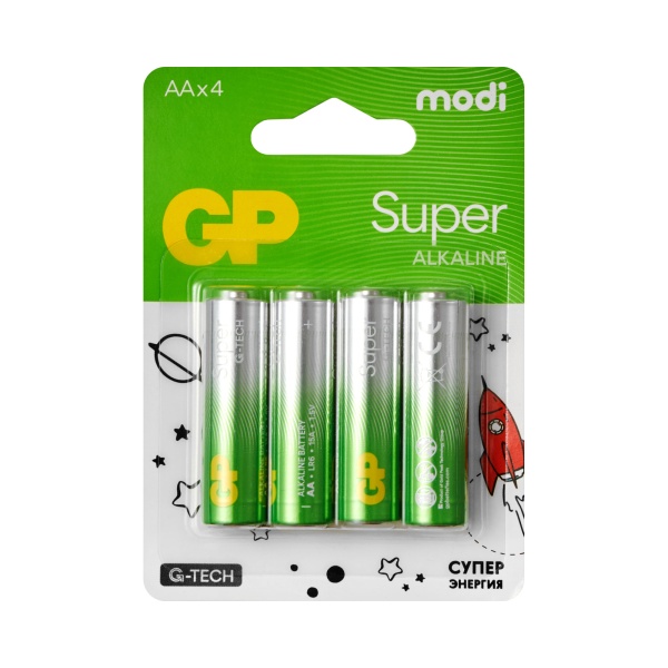 Батарейка AA LR6 GP Super Alkaline 1.5V (4 шт. в блистере)