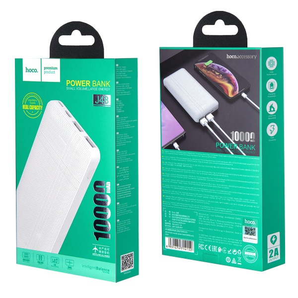 Внешний аккумулятор J48 10000 mah HOCO (Белый)