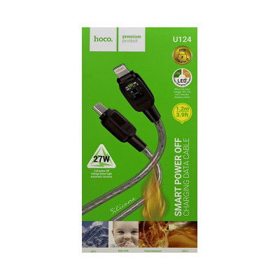 Кабель USB - Type-C на Lightning Hoco U124 (1.2M) 27W Серый